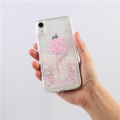 Чехол для телефона iPhone XR с блёстками внутри Flower, 7.6 × 15.1 см