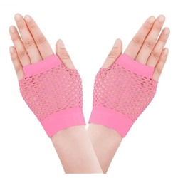 Перчатки на ладонь в сетку без пальчиков розовые