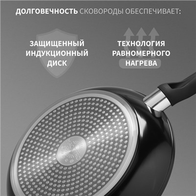 Сковорода Magistro Warrior, d=22 см, h=4,5 см, ручка soft-touch, антипригарное покрытие, индукция