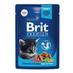 Влажный корм Brit Premium для котят, цыпленок в соусе, пауч, 85 г