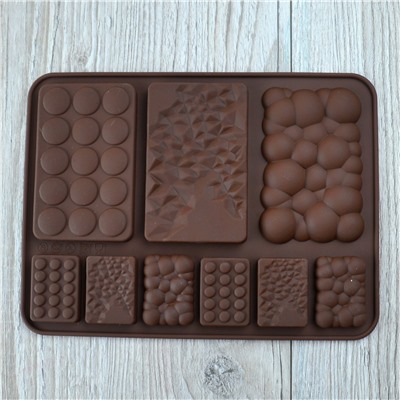 Форма силиконовая для шоколада Плитки Воздушное Ассорти 9 ячеек