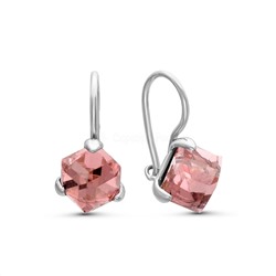 Серьги из серебра с кристаллами Сваровски Светло-розовый родированные 925 пробы 0044с-223