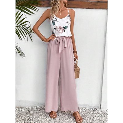 SHEIN Frenchy Blume Muster, Cami Top mit & Hose mit weiten Beinen,