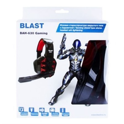 Гарнитура Blast BAH-630, игровая, черный/красный