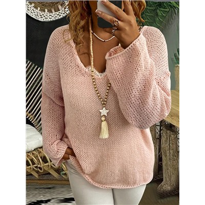 SHEIN LUNE Große Größe Pullover mit Drop Shoulder Offener Strick