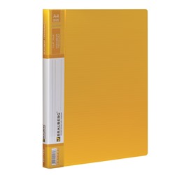 Папка с боковым металлическим прижимом и внутренним карманом BRAUBERG "Contract", желтая, до 100 л.