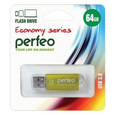 64Gb Perfeo E01 Gold Economy Series USB 2.0 (PF-E01Gl064ES)