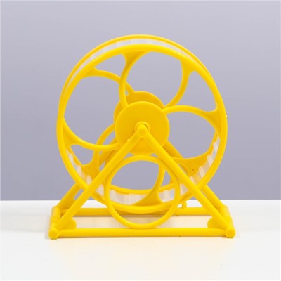 Колесо на подставке для грызунов, диаметр колеса 12,5 см, 14 х 3 х 9 см, жёлтое