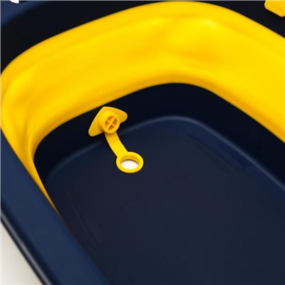 Ванночка детская складная со сливом, «Краб», 67 см., цвет синий/желтый