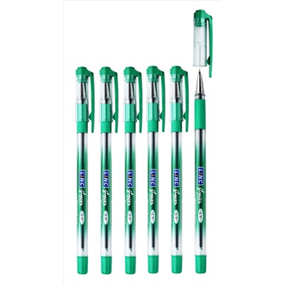 Ручка шариковая 0,7 мм зеленая резиновый грип LINC Glycer