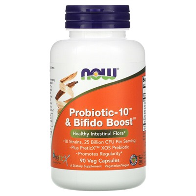 NOW Foods Probiotic-10 & Bifido Boost - 25 миллиардов - 90 вегетарианских капсул - NOW Foods