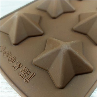 Силиконовая форма для шоколада и льда Звезды объемные 8 ячеек
