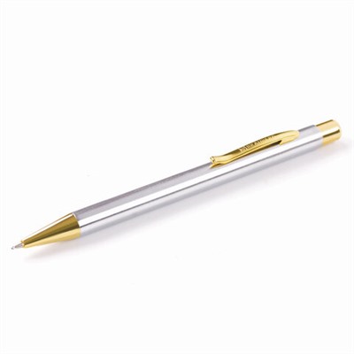 Ручка подарочная шариковая BRAUBERG Piano, СИНЯЯ, корпус серебристый с золотистым, 143472