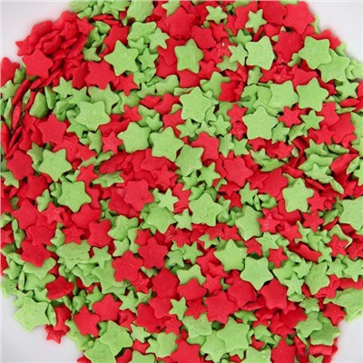 Посыпка кондитерская "Новый год" декоративная Звездочки (красные, зеленые) 50 г