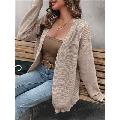 SHEIN Essnce Damen einfarbige Cardigan mit Dropped Shoulder, Langarm, locker, Lässig für Herbst/Winter