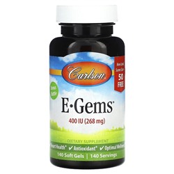 Carlson E-Gems, 268 мг (400 МЕ), 140 мягких таблеток