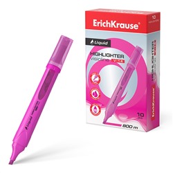 Текстовыделитель ErichKrause Liquid Visioline V-14 Neon, 0,6 - 4мм, розовый, с жид. чернилами 56029
