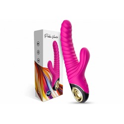 Вибратор "Rabbie vibrator" с рифлёной поверхностью со стимулятором клитора