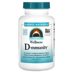 Source Naturals Wellness D-mmunity, 125 мкг, 120 вегетарианских капсул