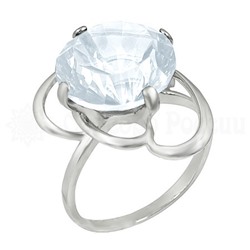 Кольцо из серебра с пл.кварцем цв.голубой родированное 925 пробы к681-кварц голубой