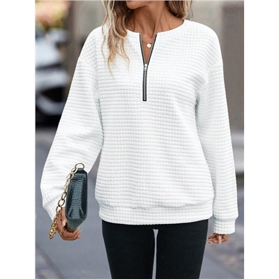 SHEIN LUNE Sweatshirt mit halbem Reißverschluss, Drop Shoulder