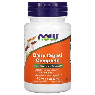 NOW Foods Dairy Digest Complete, 90 растительных капсул