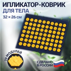 Ипликатор-коврик, основа текстиль, 70 модулей, 32 × 26 см, цвет тёмно-синий/жёлтый