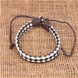 BS089-13 Плетёный кожаный браслет, бело-коричневый