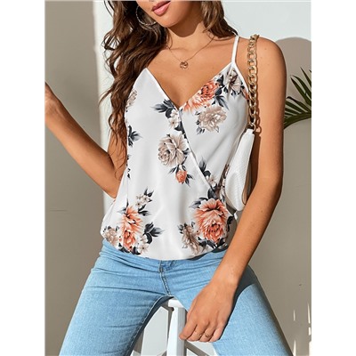 SHEIN Tall Cami Top mit Blume Muster, überlappendem Kragen