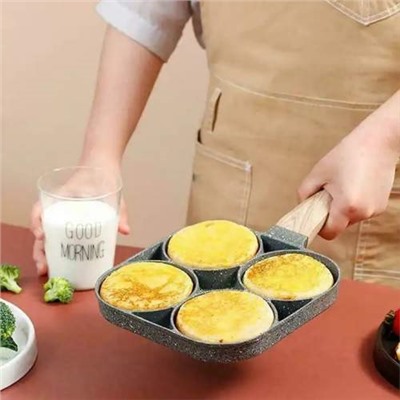 Антипригарная Кухонная Сковорода Egg & hamburger frying pan с 4 отверстиями для жарки яиц, блинов, оладий оптом