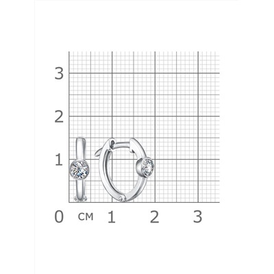 Серьги с фианитом родированные серебро 925*