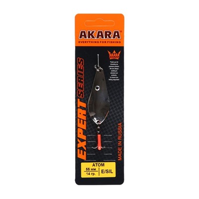 Блесна колеблющаяся Akara Expert Атом с глазом, 5.5 см, 14 г, цвет E/SIL