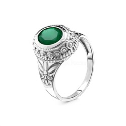 Кольцо из серебра с нат. зеленым агатом родированное 925 пробы 310097р458