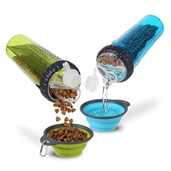 SNACK-DUO PET BOTTLE -Двухкамерная бутылка для еды и воды с силиконовой чашкой