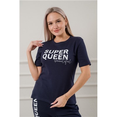 Костюм женский из бридж и футболки из интерлока Королева темно-синий