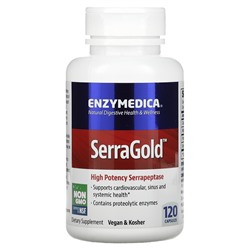 Enzymedica SerraGold, Высокоэффективная серрапептаза, 120 капсул