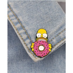 Металлический значок "Гомер с пончиком" Ш*В: 2*3см