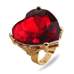 1E0142-1 Кольцо Сердце с красным кристаллом