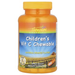 Thompson Детский жевательный витамин С, апельсин, 100 жевательных таблеток