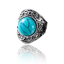 1E0160-2 Кольцо Винтаж, размер 17, цвет голубой