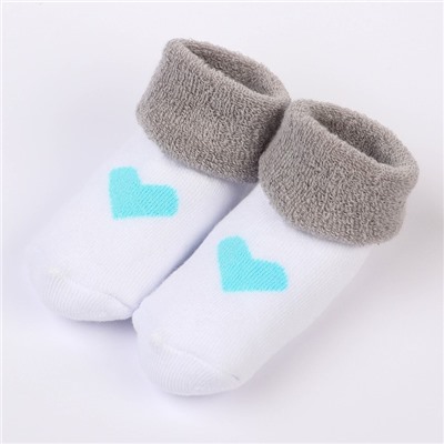 Набор носков для новорождённых 2 пары (4 шт.), махровые от 0 до 6 мес., цвет бирюзовый