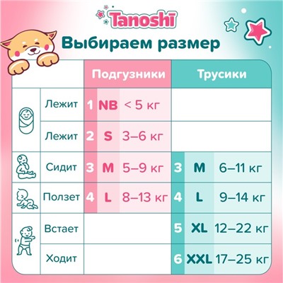 Трусики-подгузники для детей Tanoshi , размер XXL 17-25 кг, 26 шт