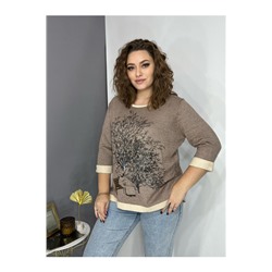 Пуловер 9511 бежевый и коричневый