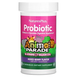 NaturesPlus Probiotic, Детская жевательная добавка для улучшения пищеварения, смесь ягод, 30 жевательных таблеток