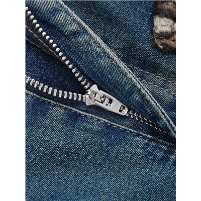 ROMWE Grunge Punk Y2k Vintage Leopardenmuster Patchwork-design Skinny Flared-jeans Für Frauen