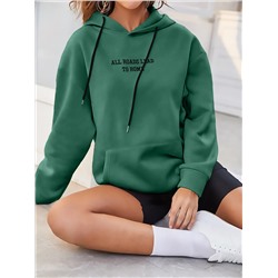 Hoodie mit Buchstaben Stickerei, Drop Shoulder