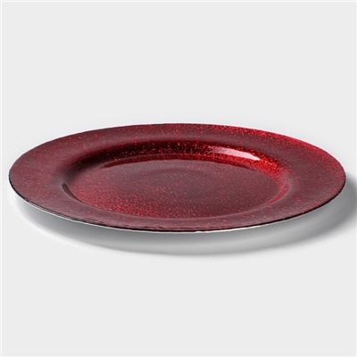 Тарелка стеклянная подстановочная Magistro «Карамель. Красный», d=33,5 см, цвет красный