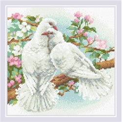 Алмазная мозаика Риолис АМ0058 Белые голуби, 30*30 см