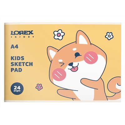 Альбом д/рис. 24 л. А4 скреп. LOREX KIDS CUTE PETS целлюлозн. карт., soft touch, офс. запечатка форзаца