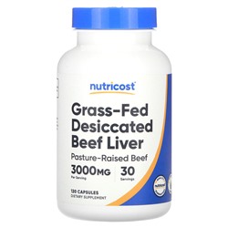 Nutricost Сушеная говяжья печень травяного откорма, 3000 мг, 120 капсул (750 мг на капсулу)